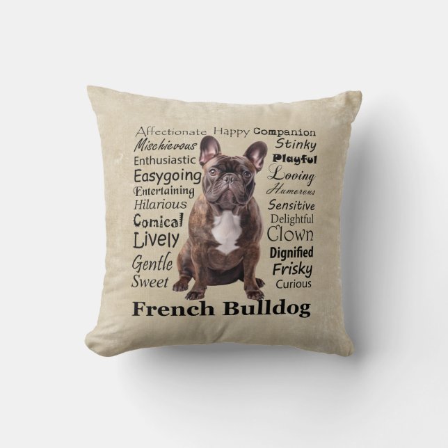 Almofada Brindle French Bulldog Traits (Frente)