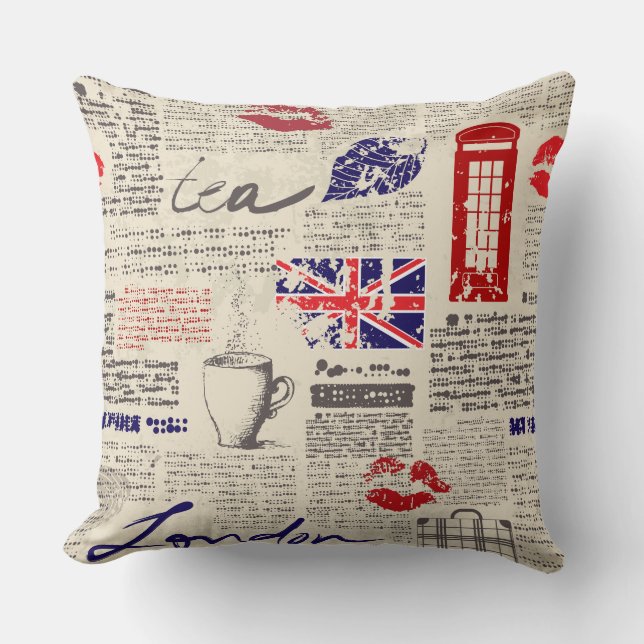Almofada British newspaper pattern (Frente)