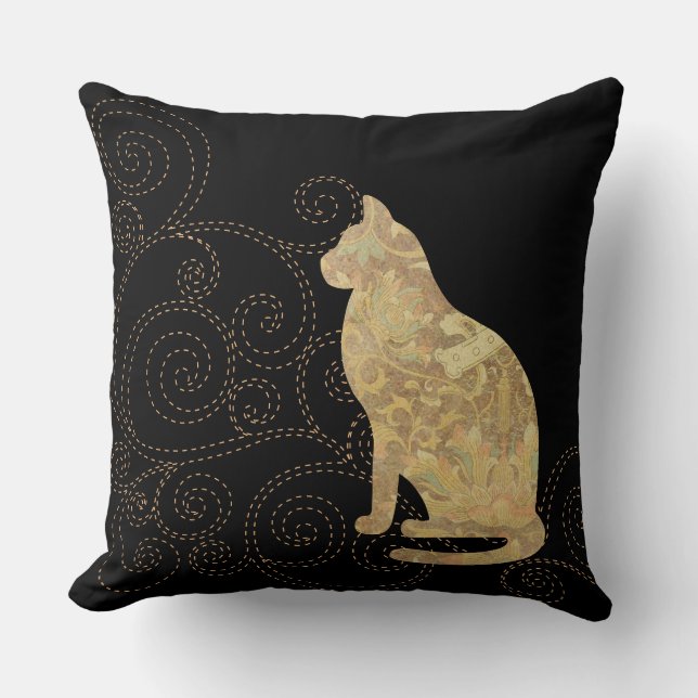 Almofada Brocade Cat com Travesseiro decorativo Quadrado (Frente)