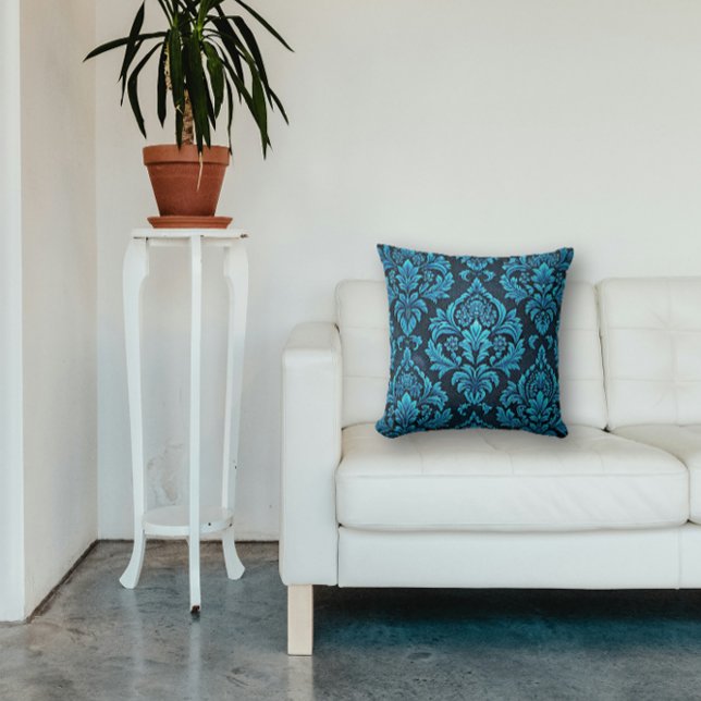 Almofada Brocade Floral da Turquesa Majestosa (Criador carregado)