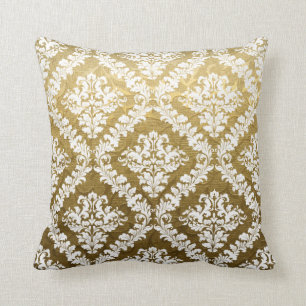 Almofada Brocado Dourado, cor damasco branca