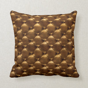 Almofada Bronze opulento de couro adornado luxuoso do ouro