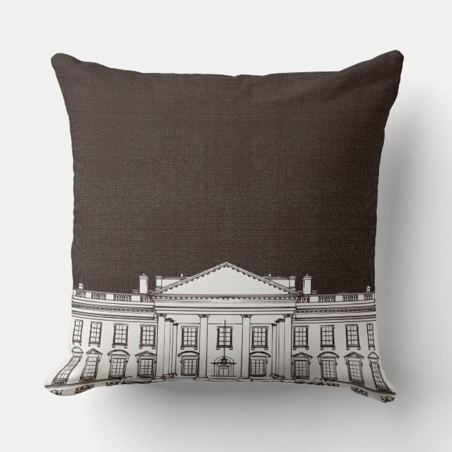 Almofada Brown and White Washington DC The Whitehouse (Frente)
