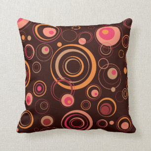 Almofada Brown/círculos retros brincalhão do rosa