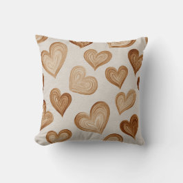 Almofada Brown Cream Hearts Stripes