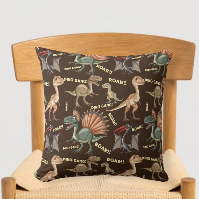 Almofada Brown dinosaur cushion - kids dinosaur pillow (Criador carregado)