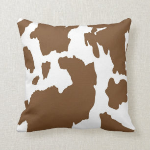 Almofada Brown e impressão branco da vaca