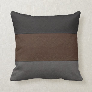 Almofada Brown preto e olhar de couro cinzento