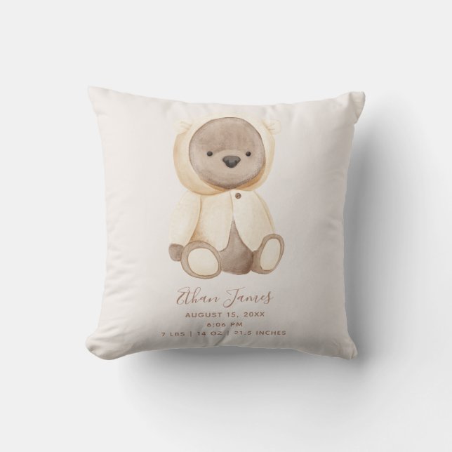 Almofada Brown Teddy Bear Baby Stats (Frente)