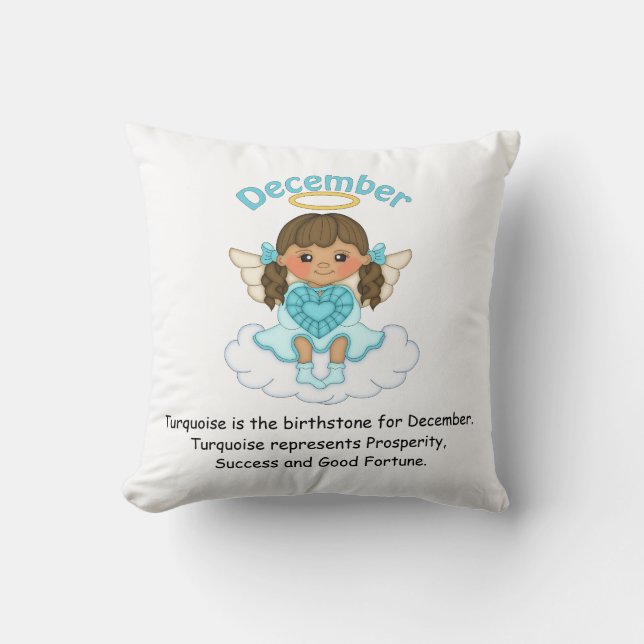 Almofada Brunette do anjo de dezembro Birthstone (Frente)