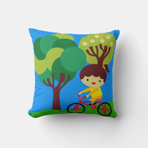 Almofada Brunette Girl no Travesseiro de bicicleta