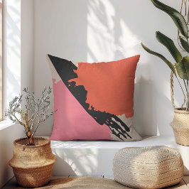 Almofada Brushstrokes modernas - Rosa, Pêssego e Preto em b