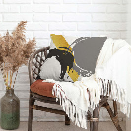 Almofada Brushstrokes modernos - Dourado, Cinza e Preto