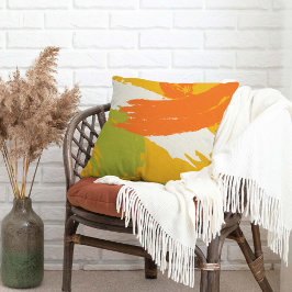 Almofada Brushstrokes Modernos - Laranja, Verde e Amarelo