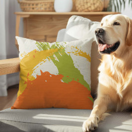 Almofada Brushstrokes Modernos - Laranja, Verde e Amarelo