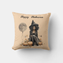 Bruxa bonito do Halloween e Balão de Lua Cheia