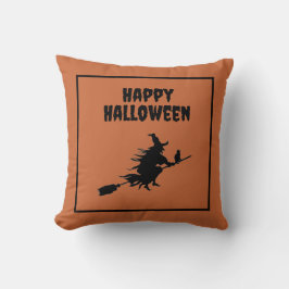 Almofada Bruxa de Broom com Cat Halloween