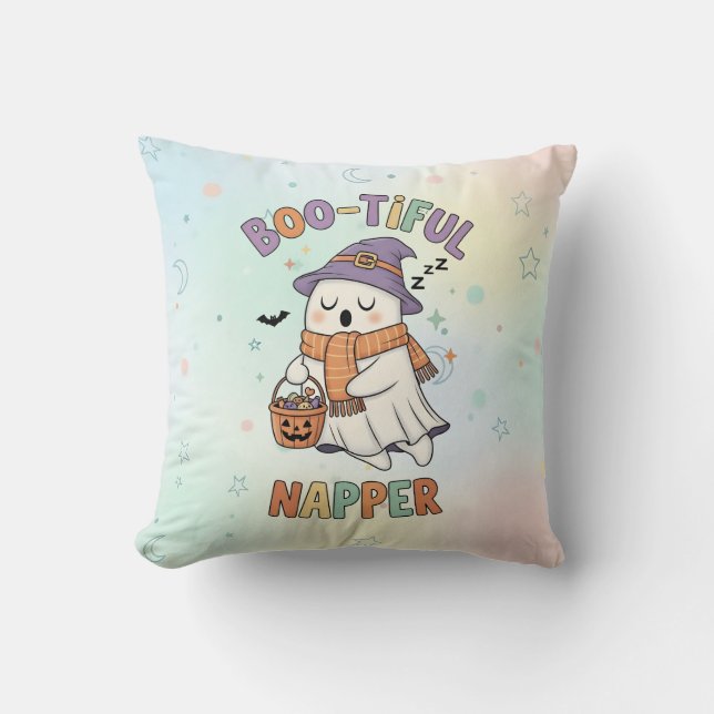 Almofada Bruxa de Halloween Adormecida Fantasma Fofo (Frente)