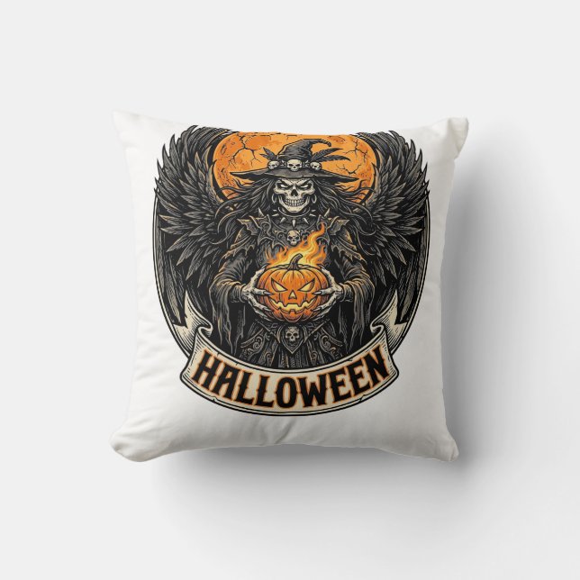 Almofada Bruxa de Halloween Gótico Vintage (Frente)