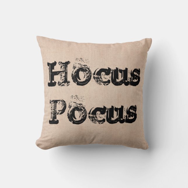 Almofada Bruxa de Hocus Pocus de Halloween em serapilheira (Frente)