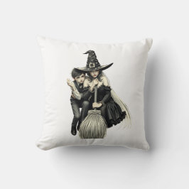 Almofada Bruxa e Menino do Halloween: Duo Mágico Escuro