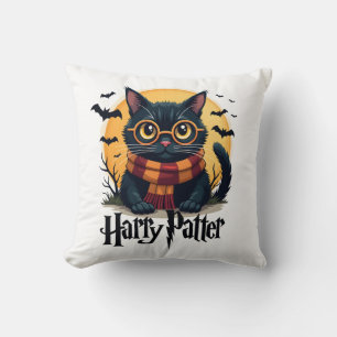 Almofada Bruxa Harry Pawter Gato Preto Halloween Filme Engr
