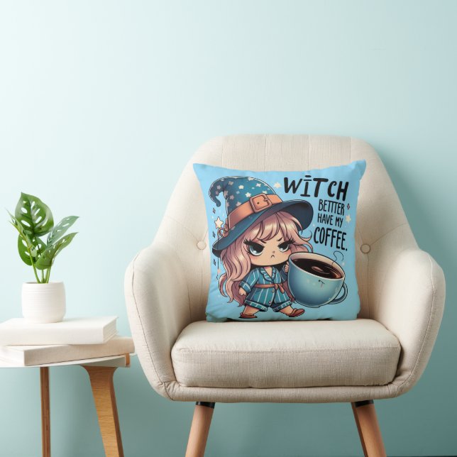 Almofada Bruxa Melhor Ter Meu Café Funny Halloween Witch (Cadeira)