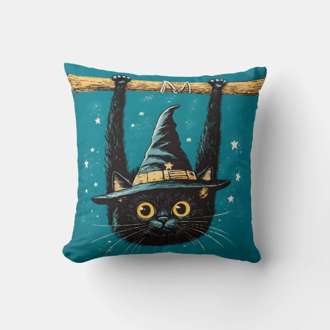 Almofada Bruxa Negra Negra Voadora Spooky (Frente)