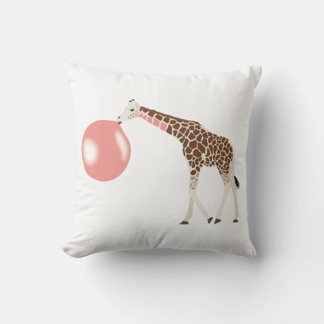 Almofada Bubble Gum Giraffe Soprando Bolha (Frente)
