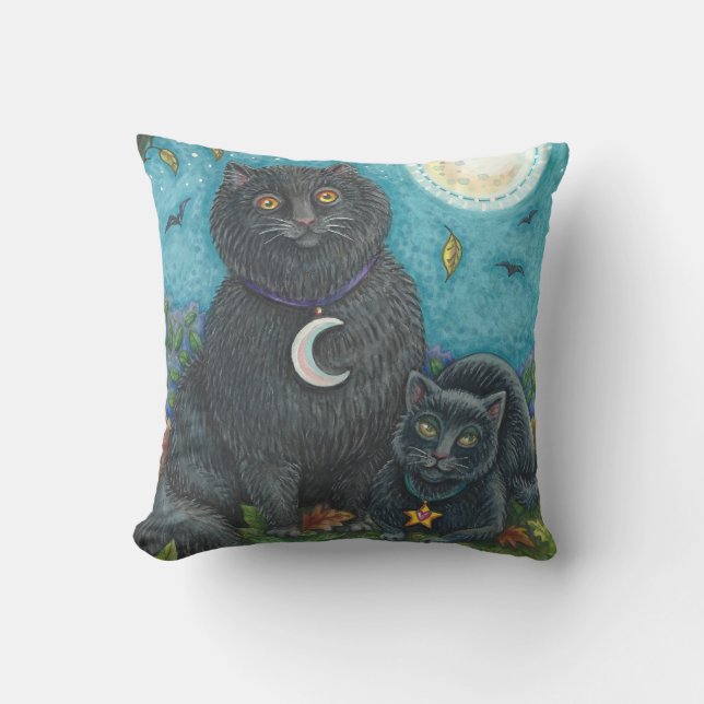 ALMOFADA BUBO E PYEWACKET, TRAVESSEIRO DECORATIVO DE GATOS  (Frente)