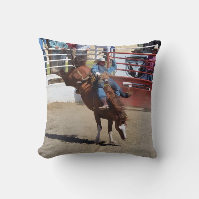 Almofada Bucking Bareback Bronco e Rodeo Cowboy Cushion (Frente)