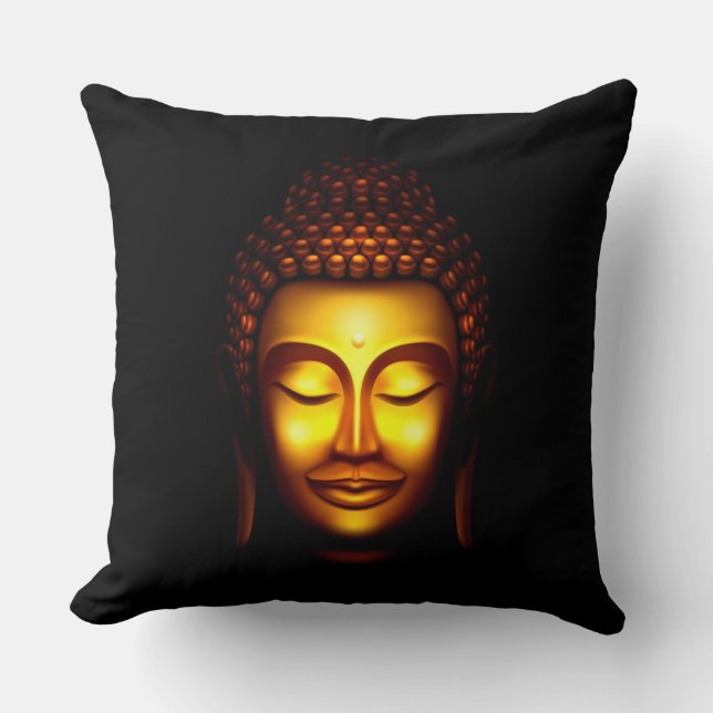 Almofada Buda Dourada e Preta sorridente (Frente)