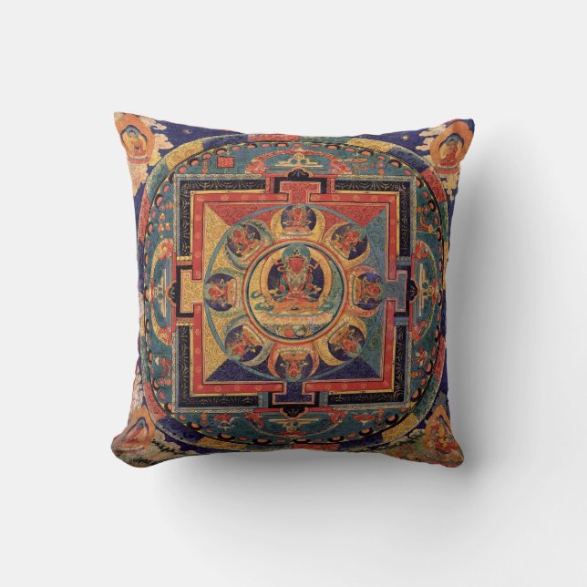 Almofada Buda Mandala Antíca do Tibete Thanka Cushion (Frente)