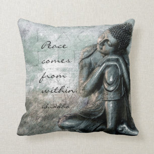Almofada Buddha de descanso com paz cita palavras da