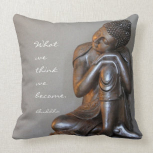 Almofada Buddha de prata calmo com palavras da sabedoria