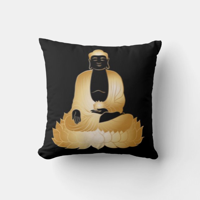Almofada Buddha Dourado & flor de Lotus (Frente)