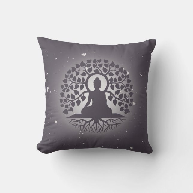 Almofada Buddha Tree Yoga Throw Pillow (Frente)