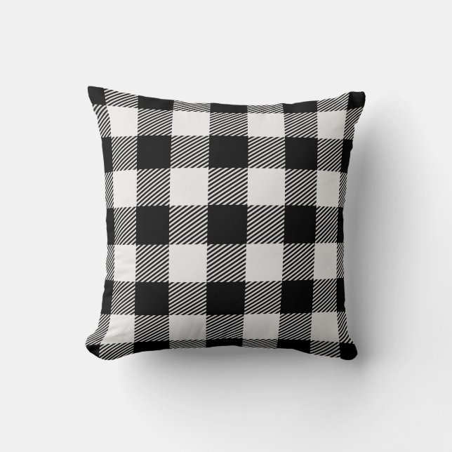 Almofada Buffalo Check Xadrez Gingham Preto e Branco (Frente)
