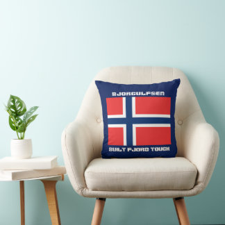 Almofada "Build Fjord Tough" e Bandeira norueguesa