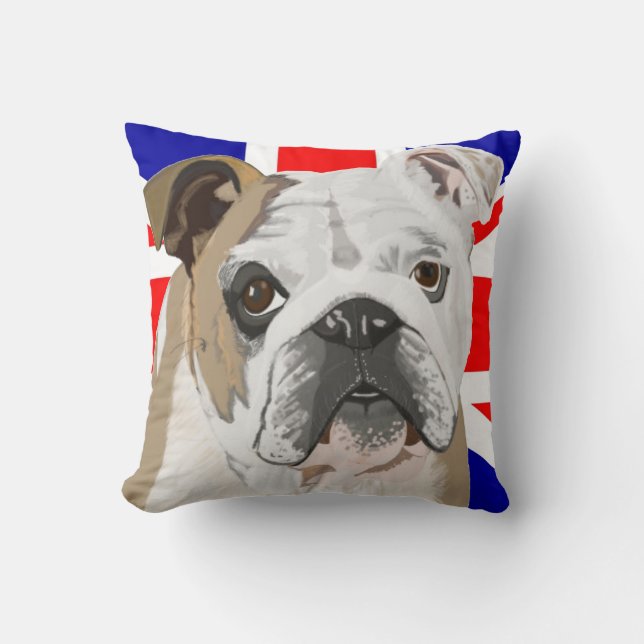 Almofada Buldogue britânico com Union Jack Redesign (Frente)