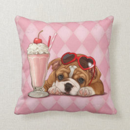 Almofada Buldogue e batido ingleses