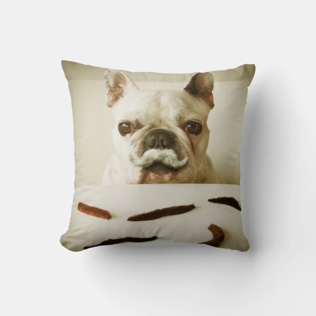 Almofada Buldogue francês com um bigode (Frente)
