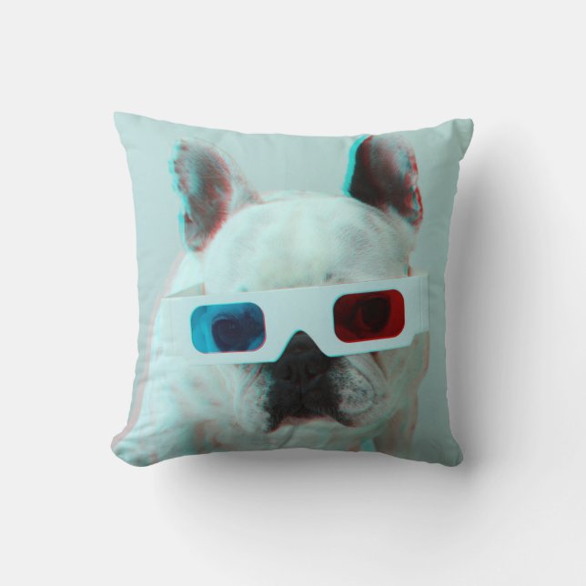 Almofada Buldogue francês com vidros 3D (Frente)