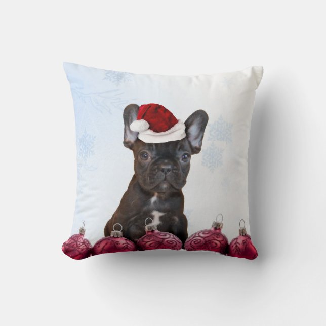 Almofada Buldogue francês do Natal (Frente)