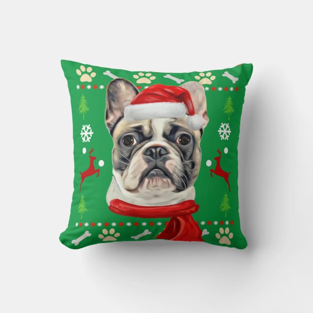 Almofada Buldogue Francês - Natal Feio (Frente)