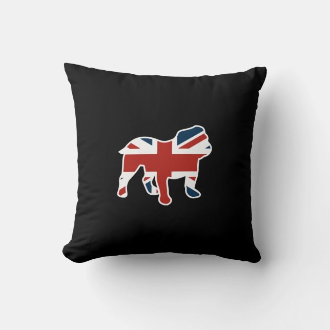 Almofada Buldogue inglês na bandeira de Union Jack (Frente)