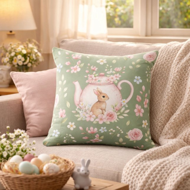 Almofada Bule de Coelho Caprichoso Floral Páscoa (Criador carregado)
