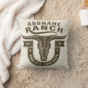 Almofada Bull Steer Skull Western Ranch