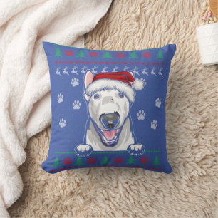 Almofada Bull Terrier Christmas Ugly Sweater Engraçado Cach