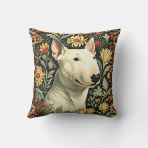 Almofada Bull Terrier Inglês Branco Floral Vitoriano